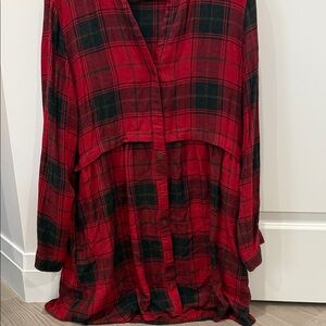 Maurices Red and Black Plaid Button-Front Cardigan Sweater